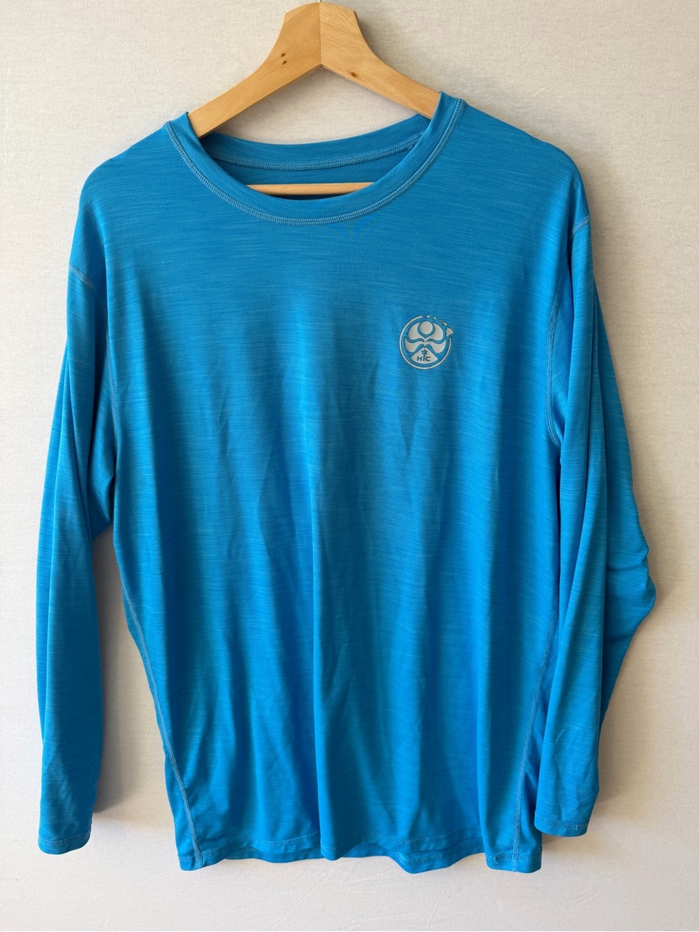 Men's Long-Sleeve Crew Neck Performance Shirt - Turquoise Blue